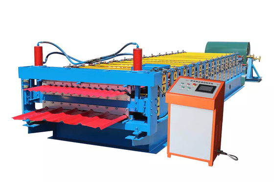 Petit pain en acier de feuille de toiture de profil trapézoïdal et ondulé de nouvelle double couche formant la tuile de toit de machine faisant la machine