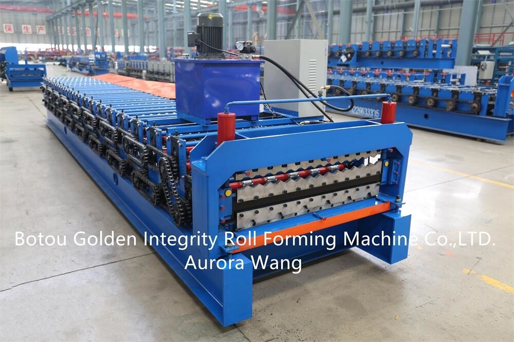 La feuille complètement automatique de toiture en métal de double couche ondulée et les feuilles de trapèze roulent formant la machine
